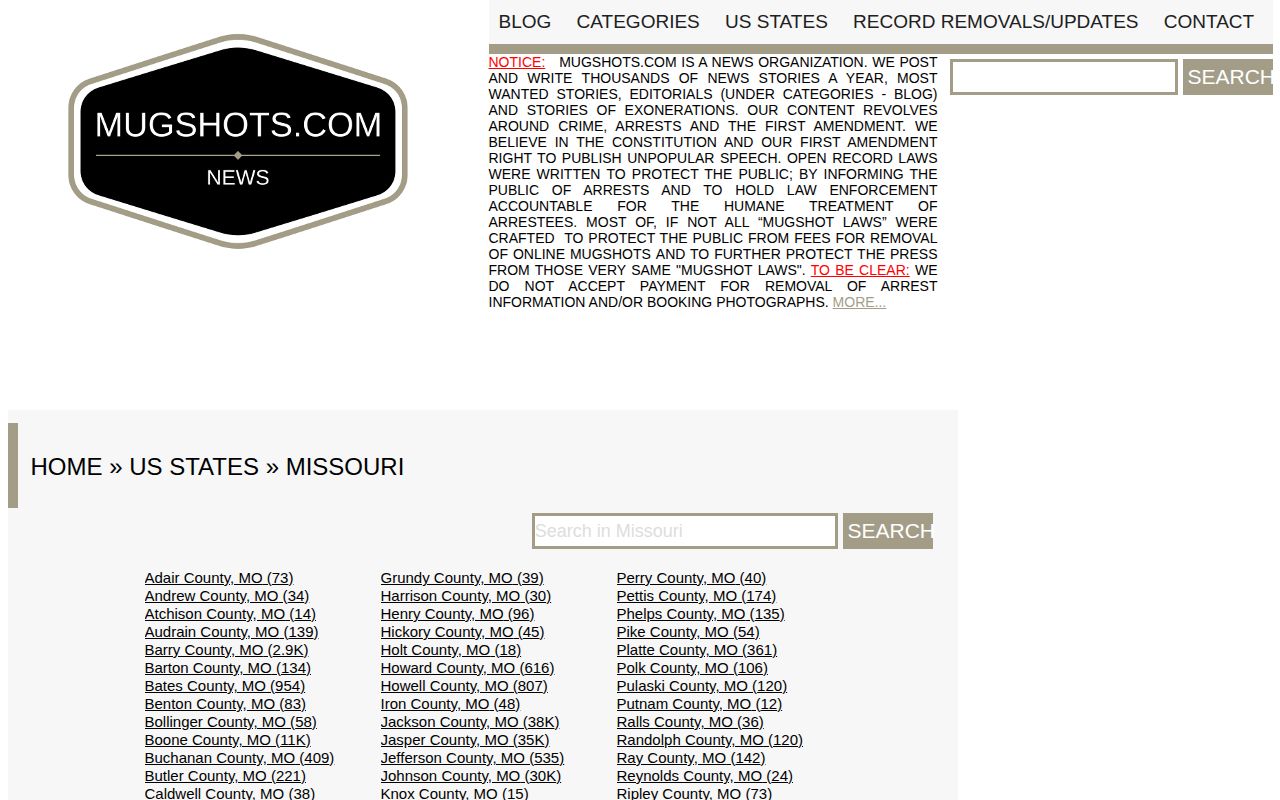 Washington County unofficial mugshot-record directory requiring official verification